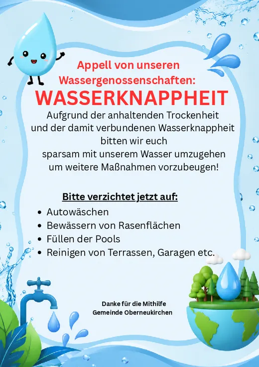 Aufruf zum Wasser sparen